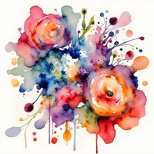 Vicki Watercolor Style Floral Art