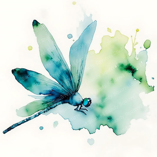 Zinger Watercolor Style Dragonfly Greeting Card