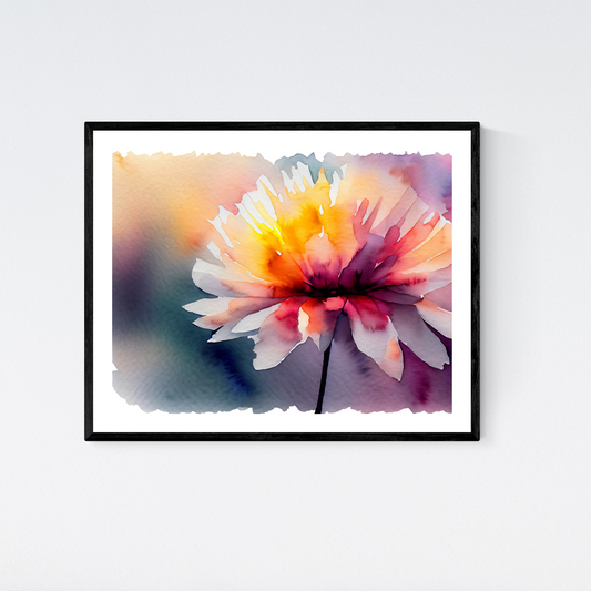 ’Flower #3’ Original Floral Art Print Home Decor Wall Watercolor - Style With Vibrant Colors