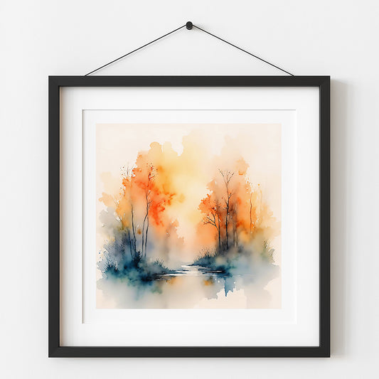 Aglow Watercolor Style Landscape Art