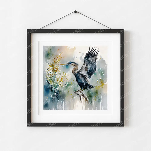 ’Annie’ St Johns River Original Anhinga Art Print Home Decor Watercolor Style Wall 8 X