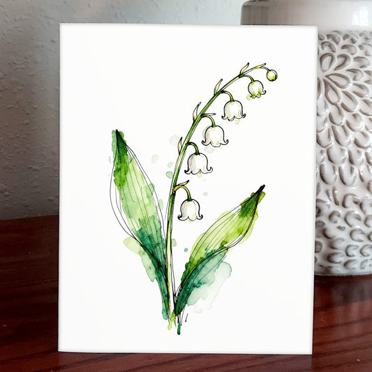 Baby Bells Watercolor Style Lily of the Valley Floral Art