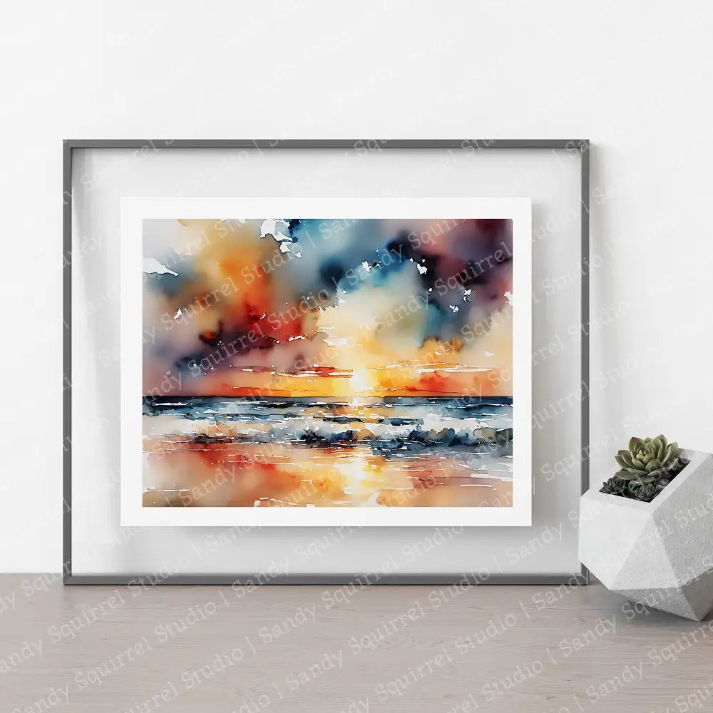 ’Beach Day’ Original Coastal Wall Art Print Home Decor 10 X 8