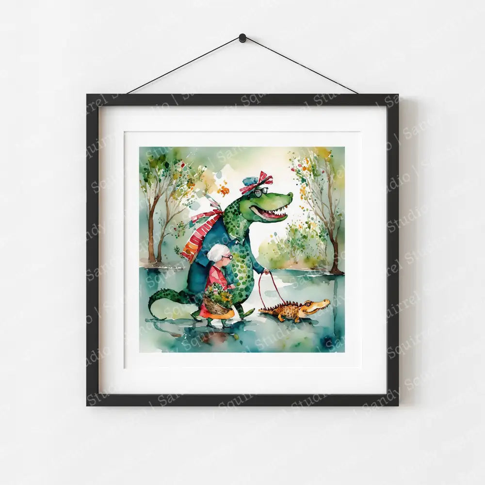 ’Birds Of A Feather’ Original Whimsical Grandmother Art Home Decor Wall Print 8X8