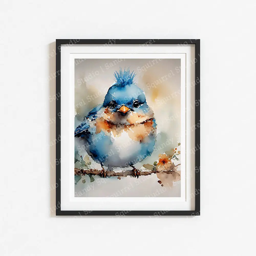 ’Blue ’Hawk’ Original Bluebird Of Happiness Wall Art Print Home Decor 11 X 14