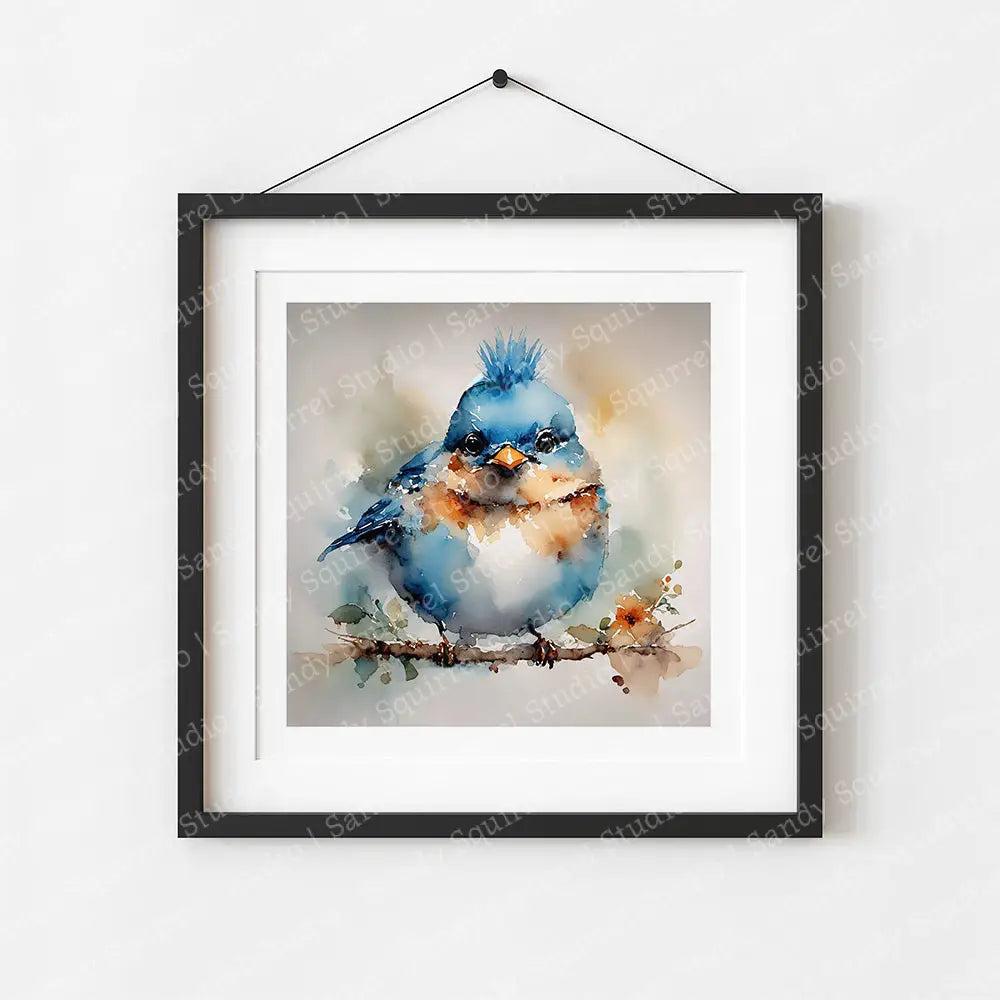 ’Blue ’Hawk’ Original Bluebird Of Happiness Wall Art Print Home Decor 8 X