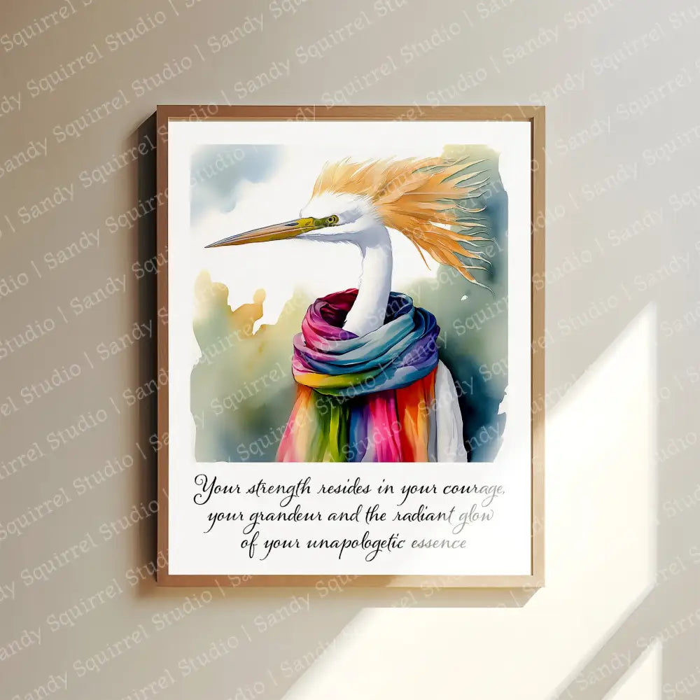 ’Bold’ Original Whimsical Sandhill Crane Art Home Decor Wall Print