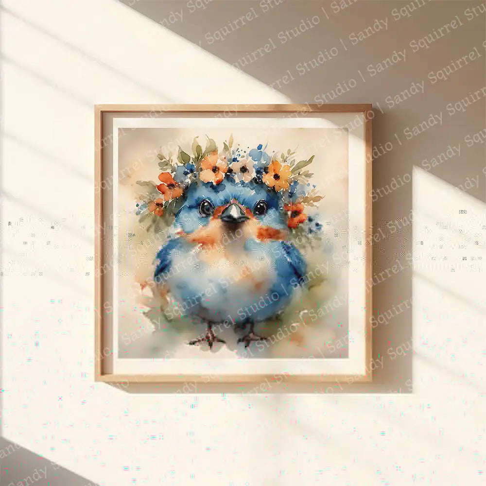 ’Buttercup’ Original Bluebird Of Happiness Wall Art Print Home Decor 12 X