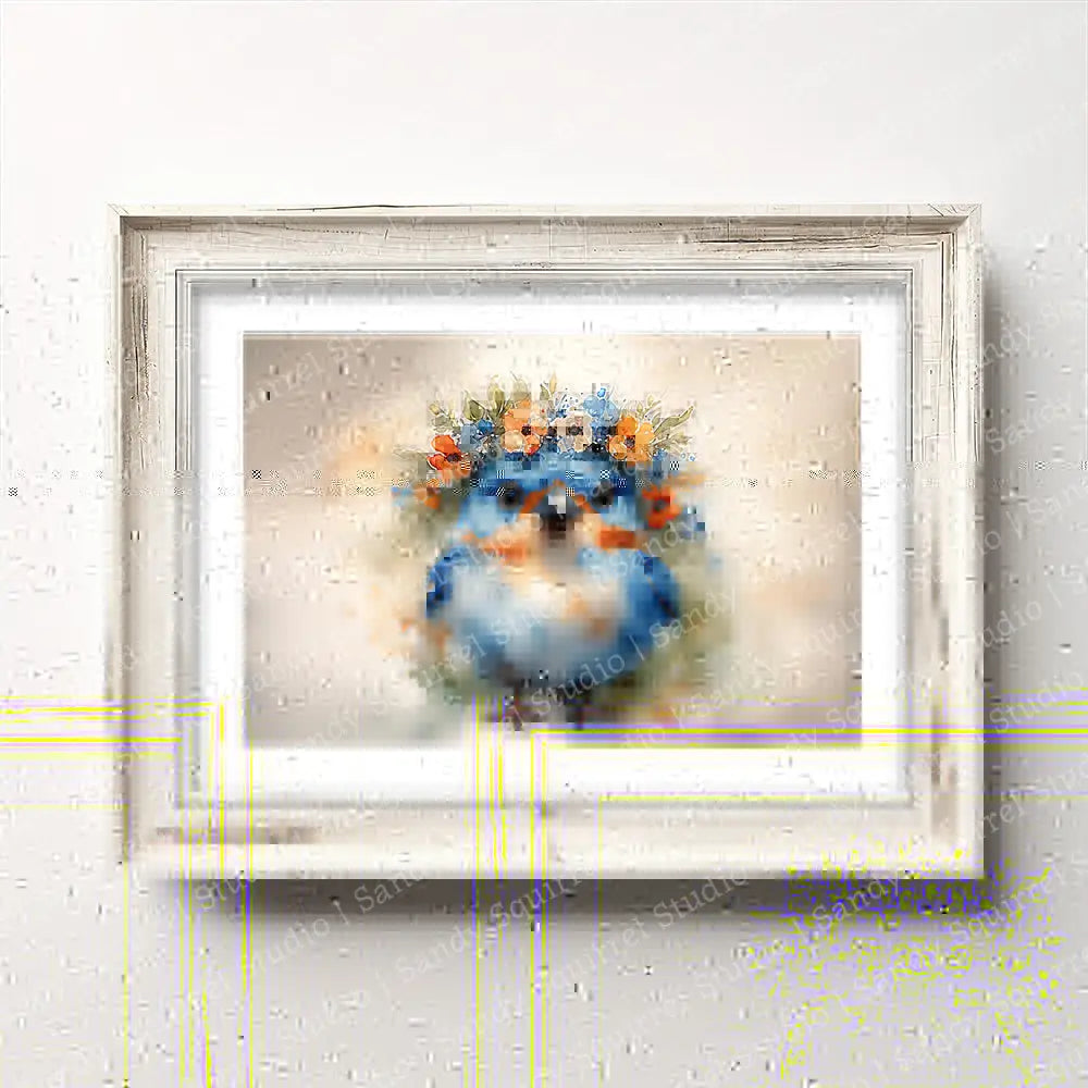 ’Buttercup’ Original Bluebird Of Happiness Wall Art Print Home Decor 5 X 7