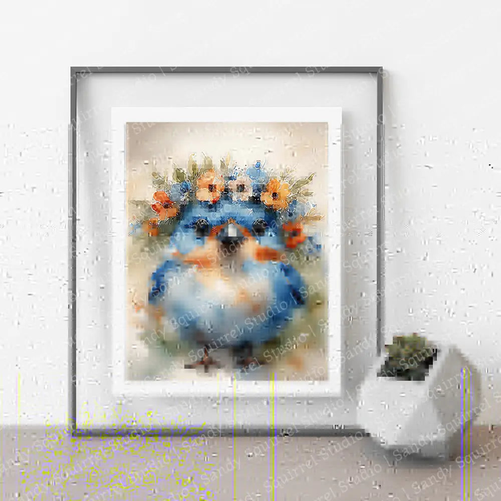 ’Buttercup’ Original Bluebird Of Happiness Wall Art Print Home Decor 8 X 10