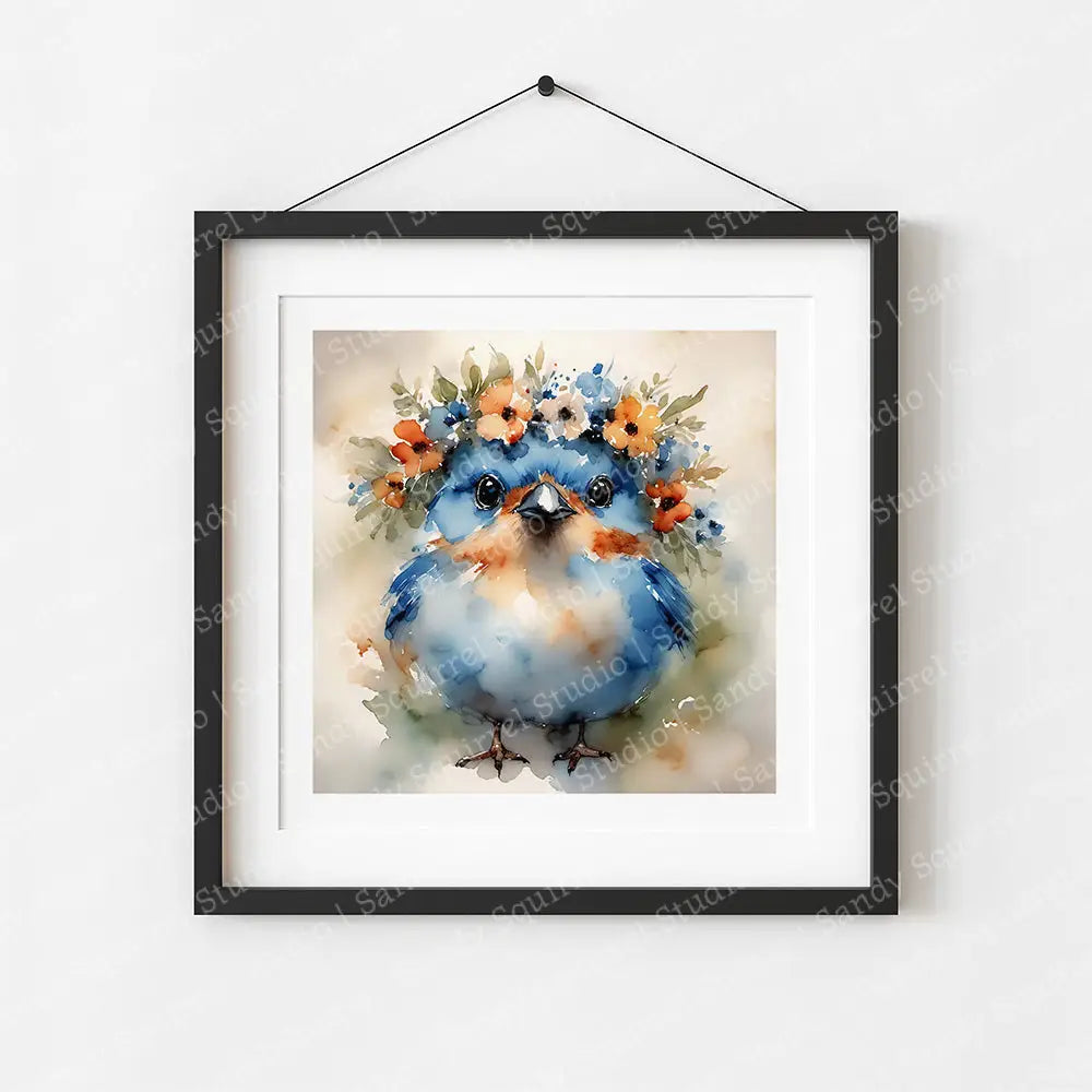 ’Buttercup’ Original Bluebird Of Happiness Wall Art Print Home Decor 8 X