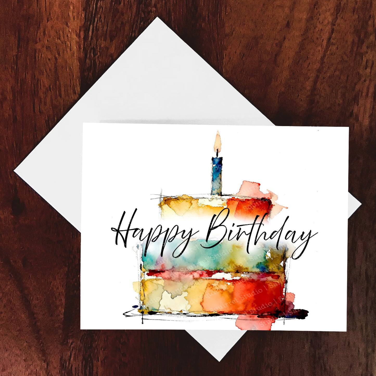 Cake Wabi Sabi Watercolor Style Birthday Cake Art