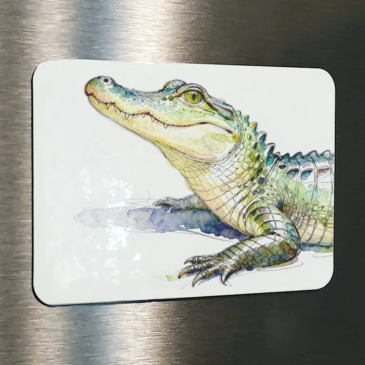 Charlie Watercolor Style Coastal Beach Alligator Art