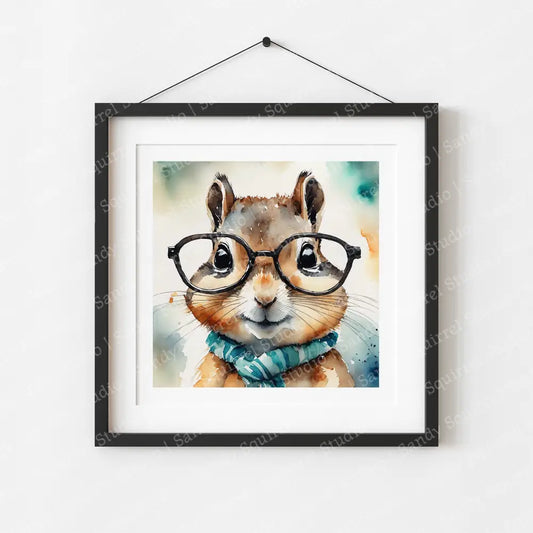 ’Chip’ Whimsical Chipmunk Art Print Home Decor Watercolor Style Wall With Muted Colors 8 X