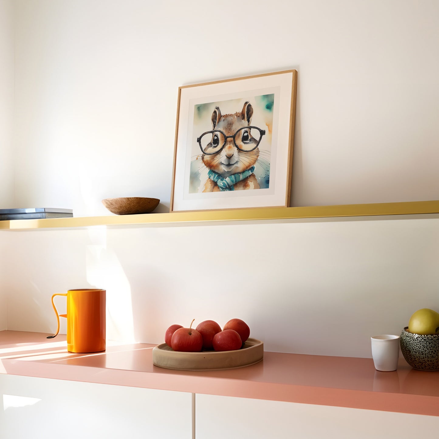 ’Chip’ Whimsical Chipmunk Art Print Home Decor Watercolor Style Wall With Muted Colors 10 X