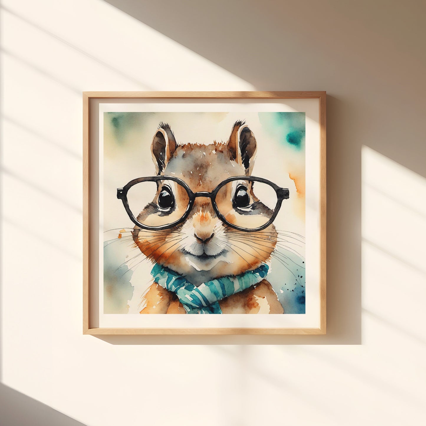 ’Chip’ Whimsical Chipmunk Art Print Home Decor Watercolor Style Wall With Muted Colors 12 X
