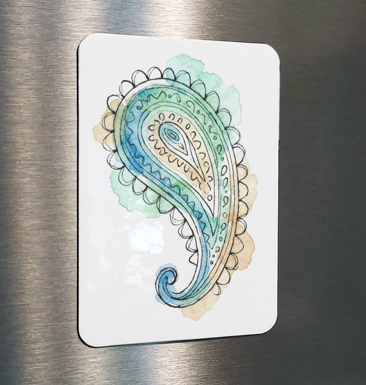 Coastal Paisley Watercolor Style Beach Art