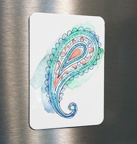 Coral Paisley Watercolor Style Beach Art