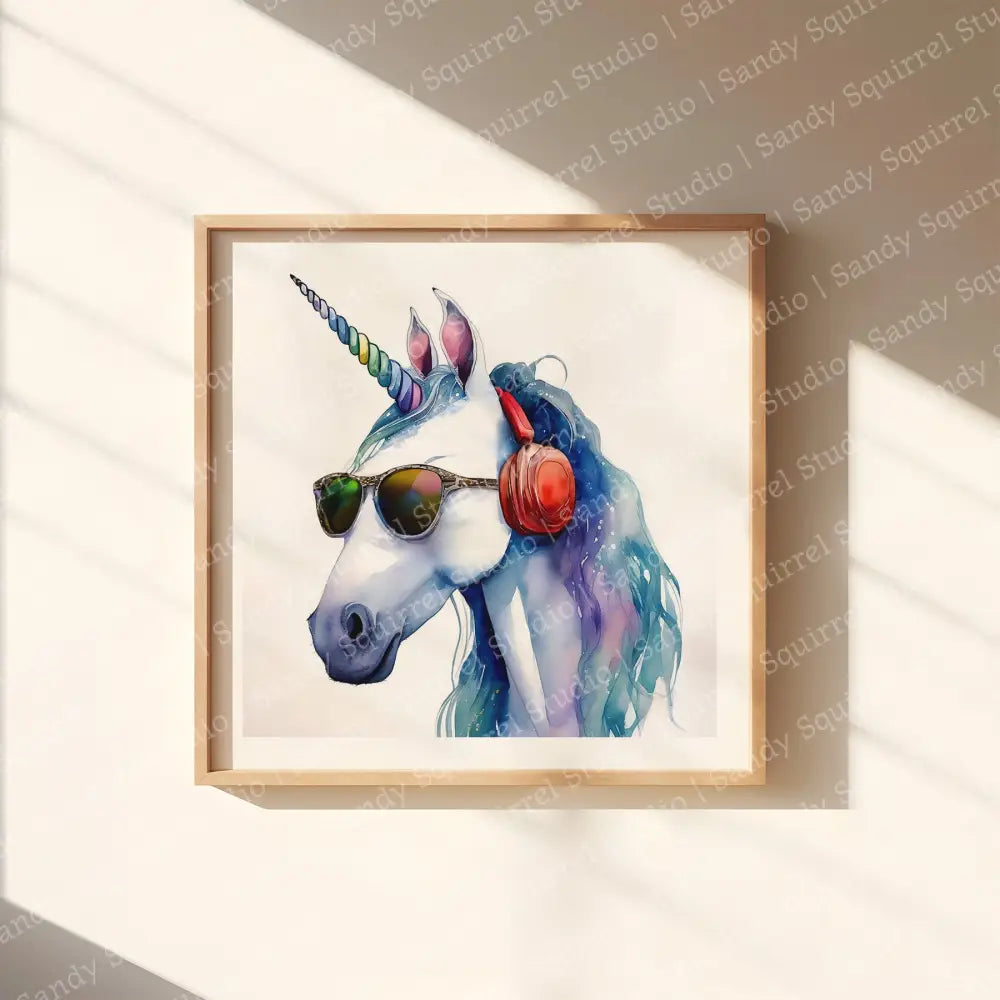 ’Cotton Candy’ Original Whimsical Unicorn Art Home Decor Wall Print 12X12