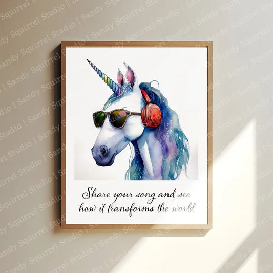 ’Cotton Candy’ Original Whimsical Unicorn Art Home Decor Wall Print