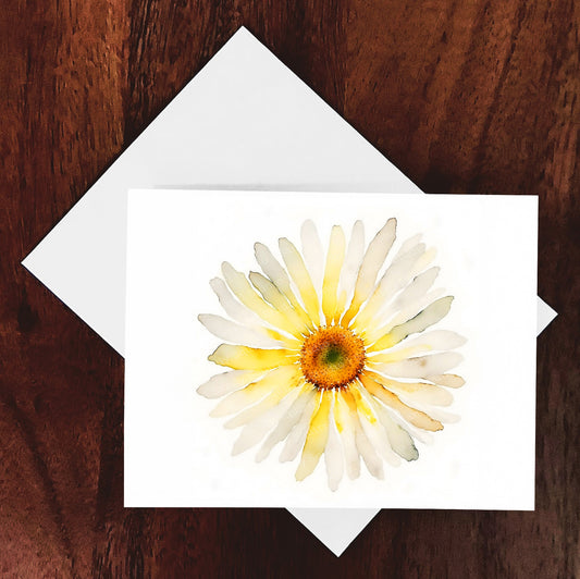 Daisy Sun Watercolor Style Floral Notecard