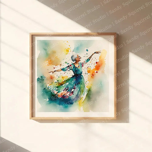 ’Dance’ Original Whimsical Art Home Decor Wall Print 12X12