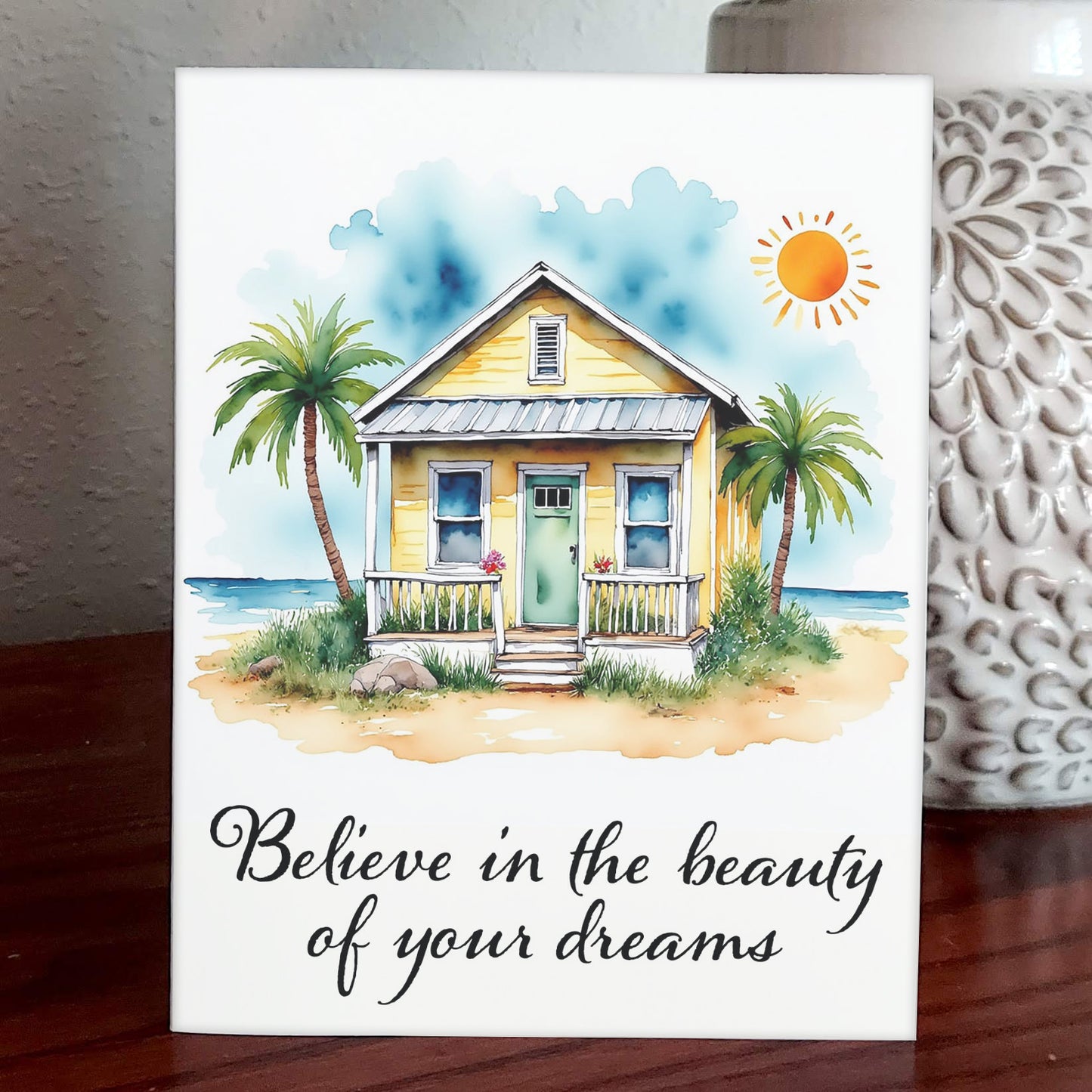 Dreams Watercolor Style Tropical Coastal Art