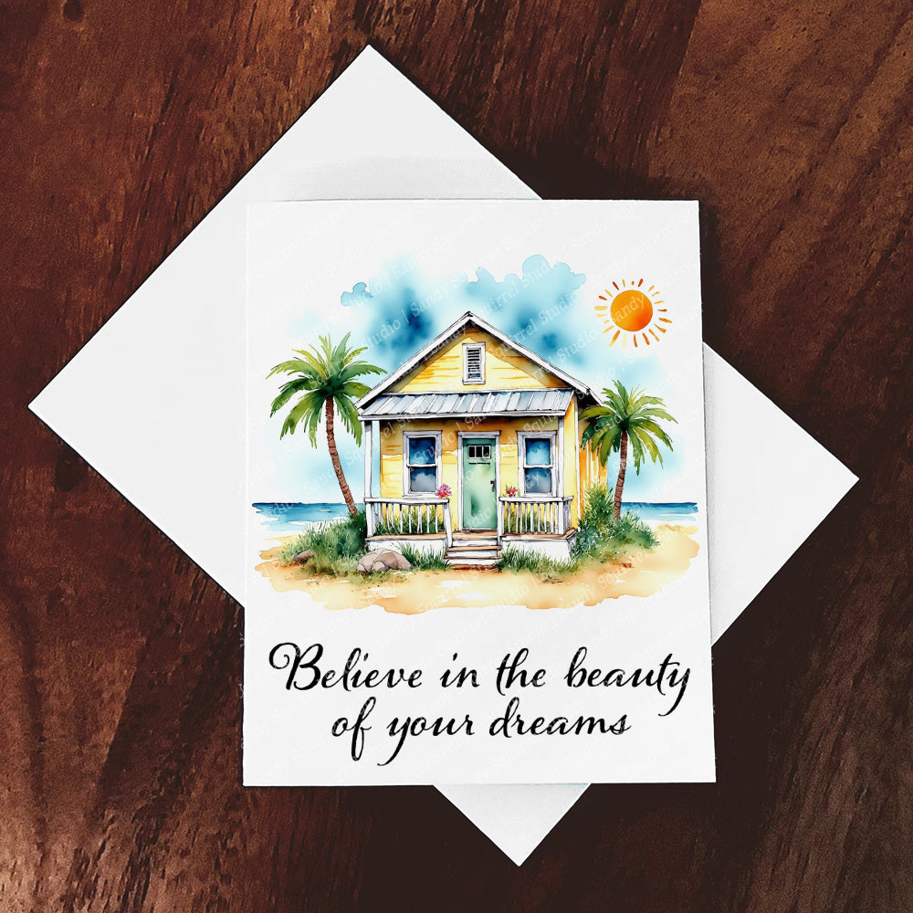 Dreams Watercolor Style Tropical Coastal Art