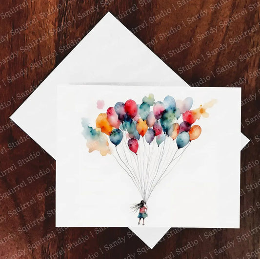 Eventful Balloons Watercolor Style Celebration Card