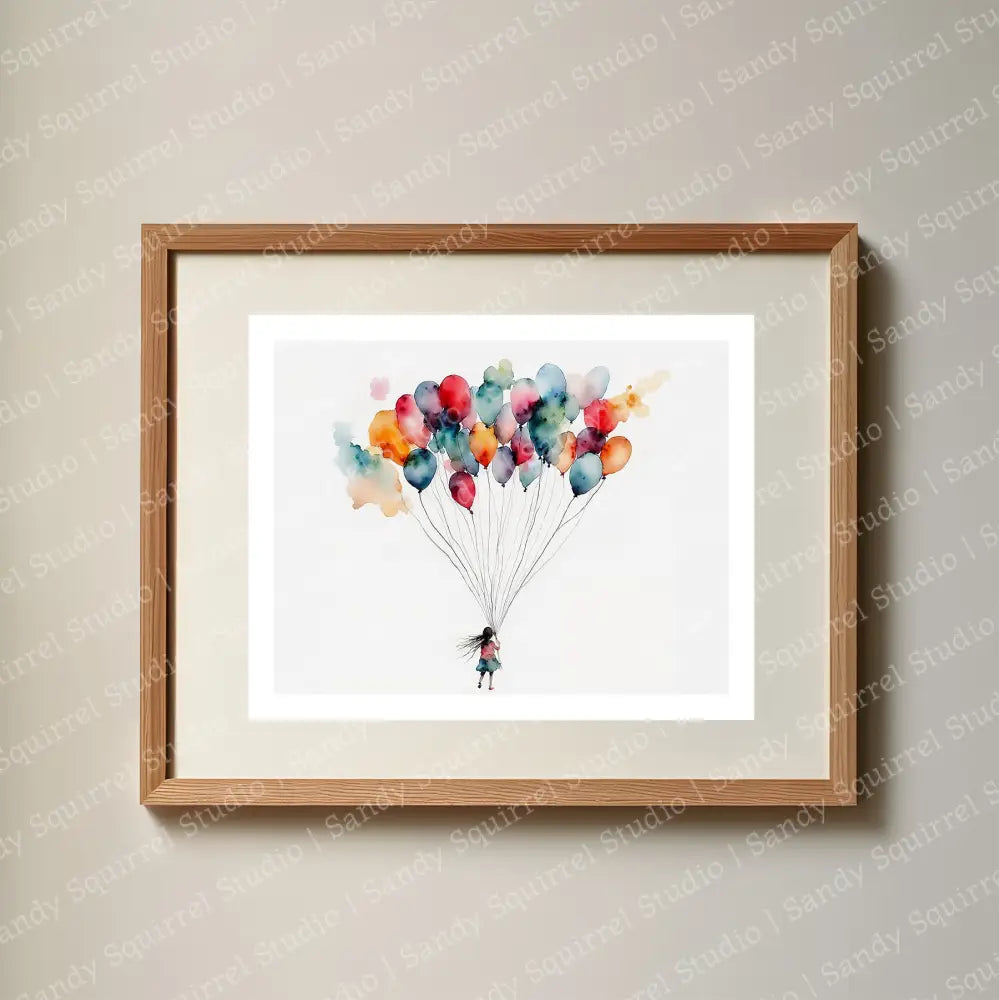 ’Eventful Balloons’ Whimsical Balloon Wall Art Print Home Decor 10 X 8