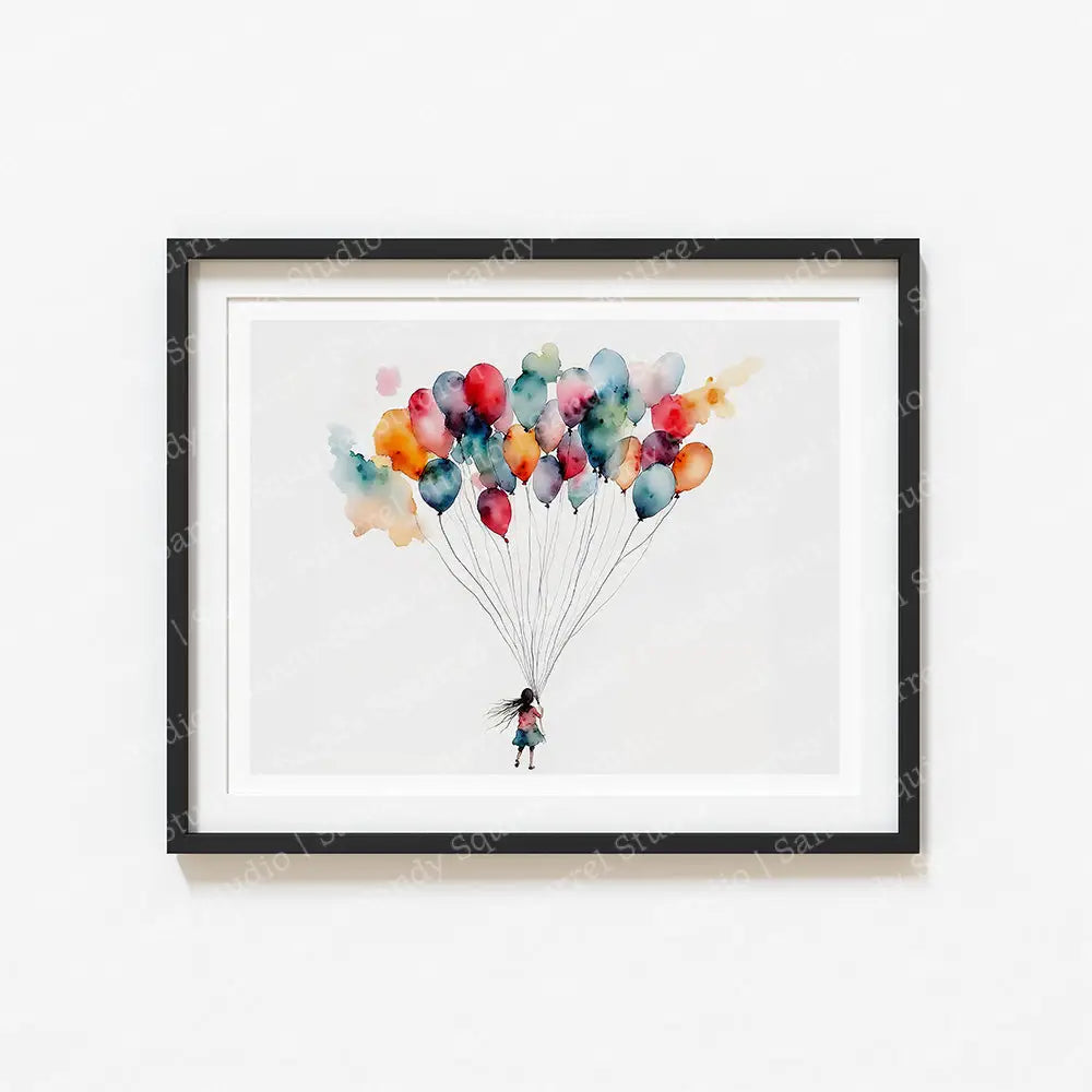 ’Eventful Balloons’ Whimsical Balloon Wall Art Print Home Decor 14 X 11