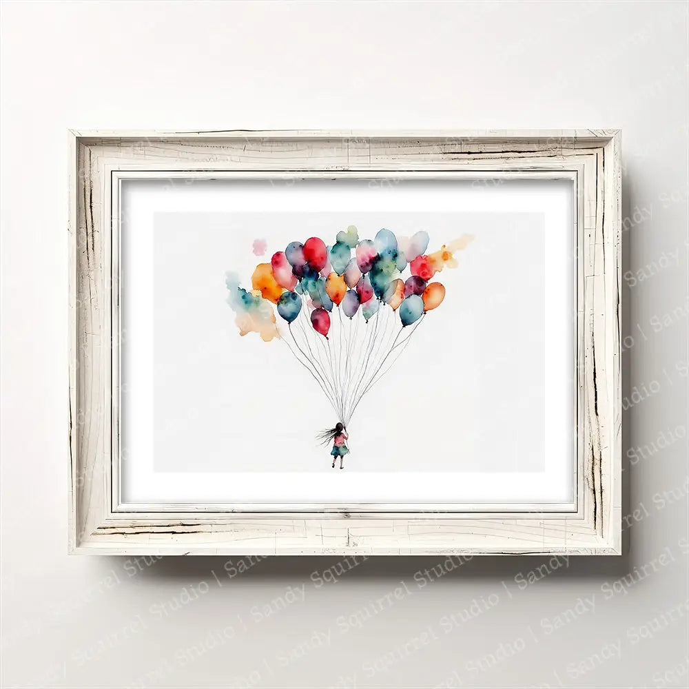 ’Eventful Balloons’ Whimsical Balloon Wall Art Print Home Decor 7 X 5