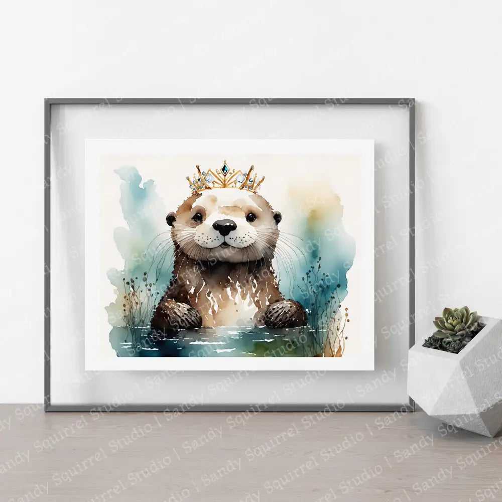 ’Fiona’ Original Sea Otter Coastal Beach Art Home Decor Wall Print 10X8 Art