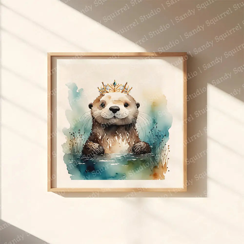 ’Fiona’ Original Sea Otter Coastal Beach Art Home Decor Wall Print 12X12 Art