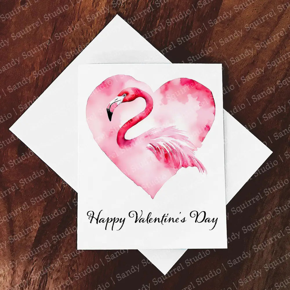 Flamingo Love Watercolor Style Valentine’s Day Greeting Card