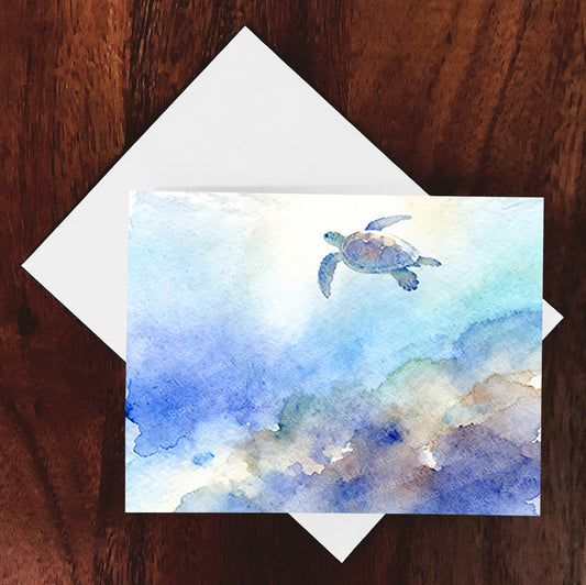 Float Watercolor-Style Coastal Turtle Art