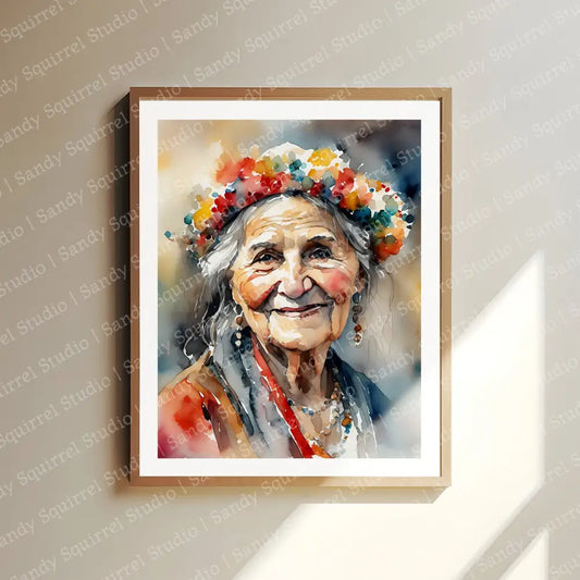 ’Flora’ Portrait Of Gypsy Original Art Print Watercolor Style Home Decor 8X10 Wall