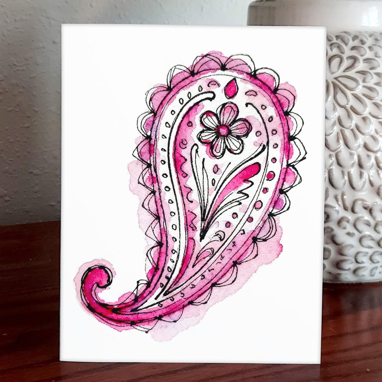 Floral Paisley Watercolor Style Beach Art