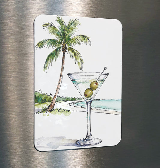 Floritini Watercolor Style Coastal Beach Martini Art