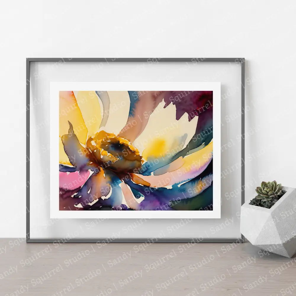 ’Flower #2’ Original Floral Art Print Home Decor Wall Watercolor - Style With Vibrant Colors