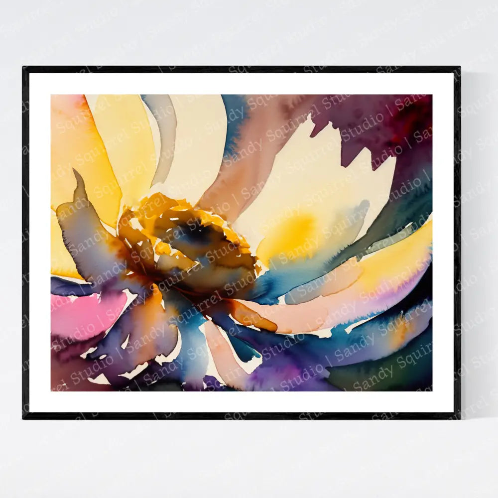 ’Flower #2’ Original Floral Art Print Home Decor Wall Watercolor - Style With Vibrant Colors