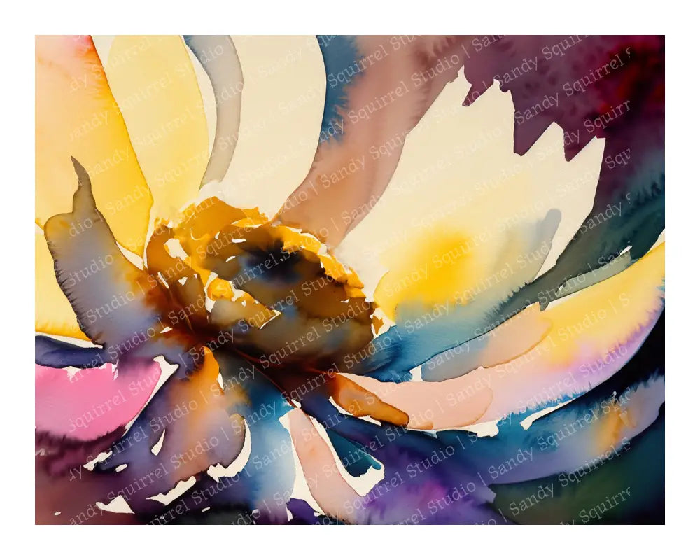 ’Flower #2’ Original Floral Art Print Home Decor Wall Watercolor - Style With Vibrant Colors