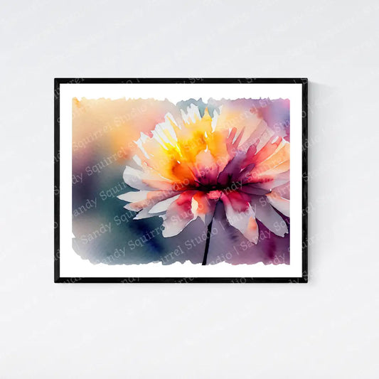 ’Flower #3’ Original Floral Art Print Home Decor Wall Watercolor - Style With Vibrant Colors