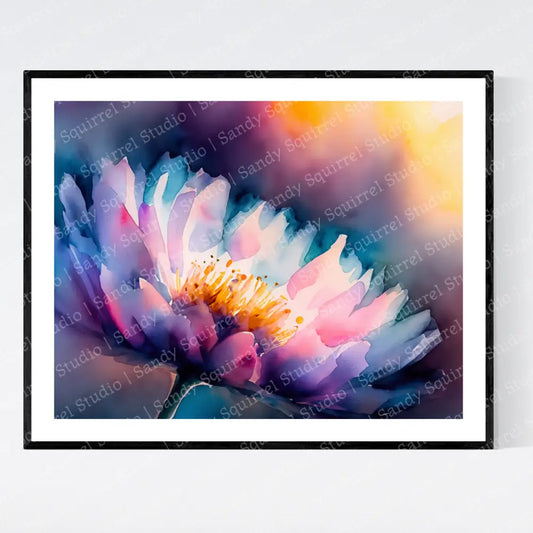 ’Flower #5’ Original Floral Art Print Home Decor Wall Watercolor - Style With Vibrant Colors