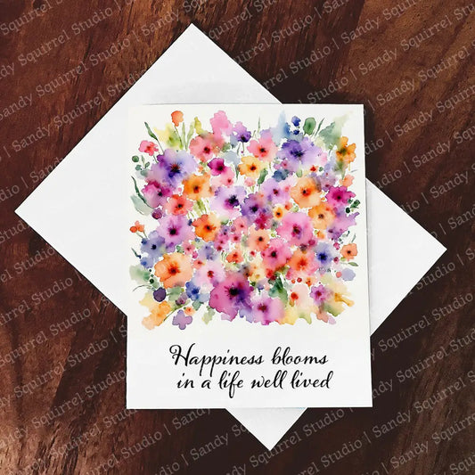 Flower Power Watercolor Style Floral Greeting Card