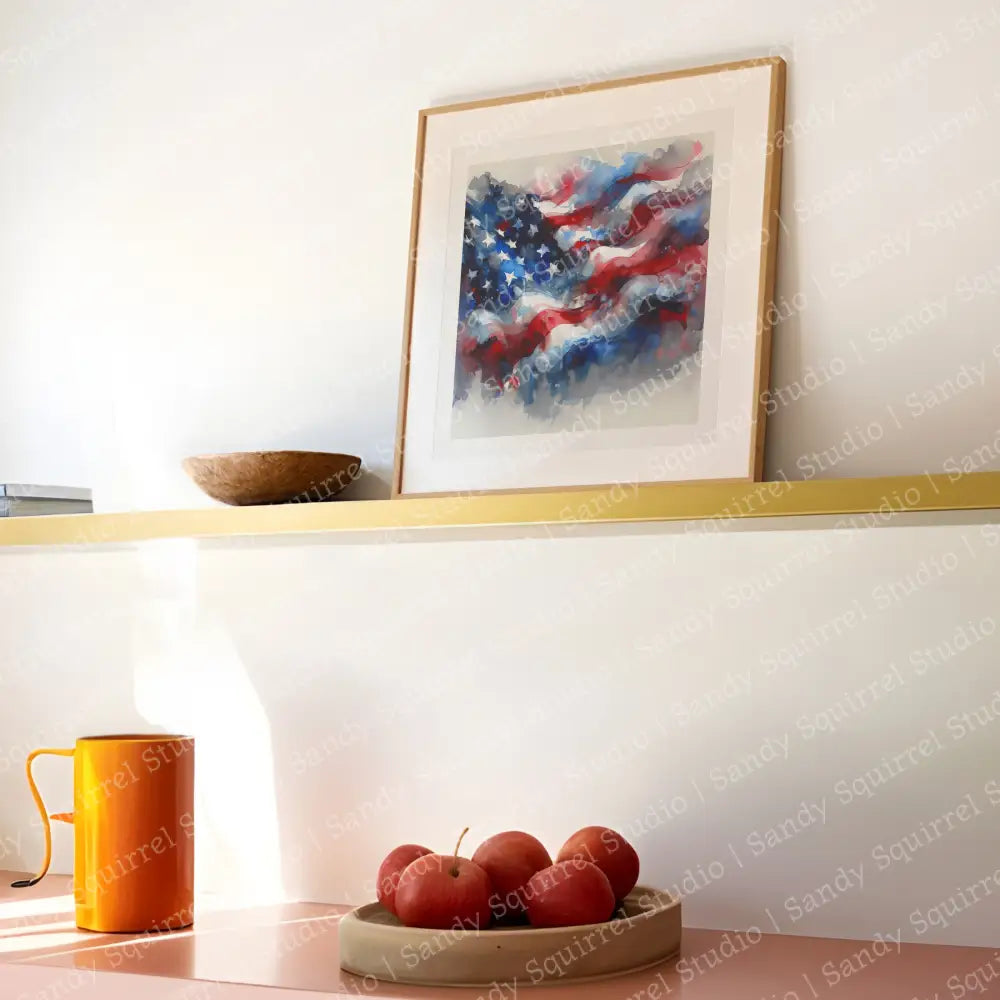 ’Respect’ Original American Flag Patriotic Art Home Decor Abstract Wall Print 10 X