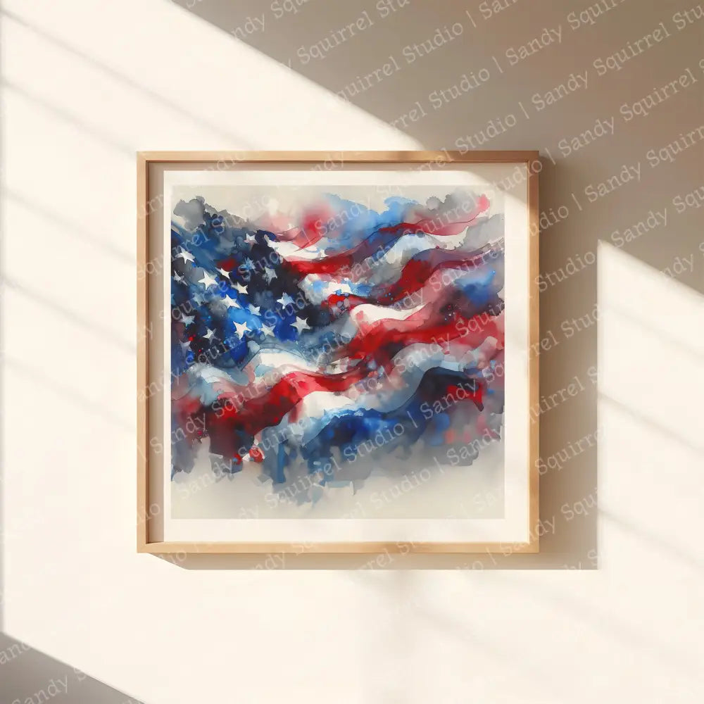 ’Respect’ Original American Flag Patriotic Art Home Decor Abstract Wall Print 12 X