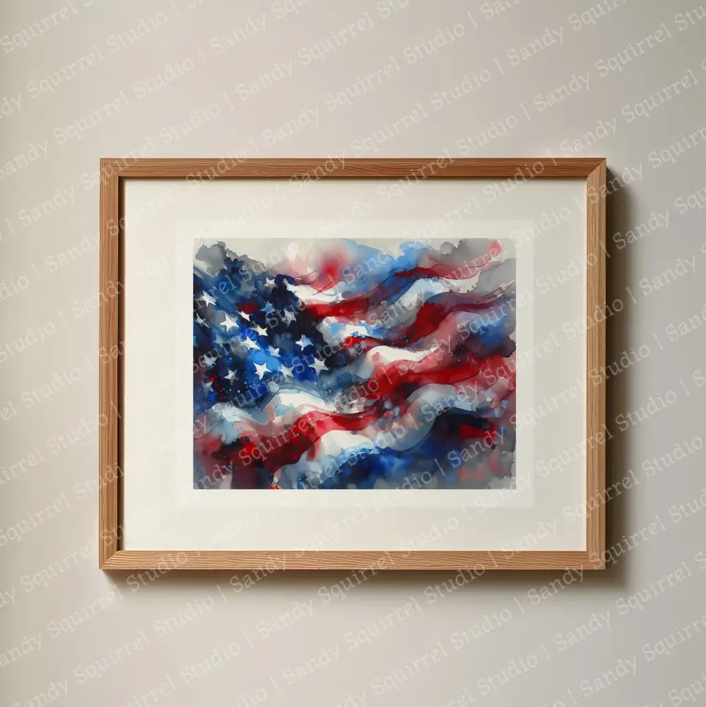 ’Respect’ Original American Flag Patriotic Art Home Decor Abstract Wall Print 14 X 11