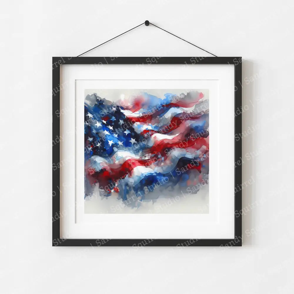 ’Respect’ Original American Flag Patriotic Art Home Decor Abstract Wall Print 8 X