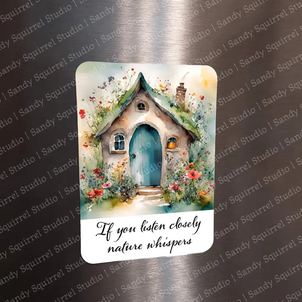 ’Garden Cottage’ Sublimated Image Magnet With Quote